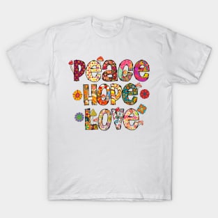 Vintage Peace Hope Love Retro Hippie Design T-Shirt